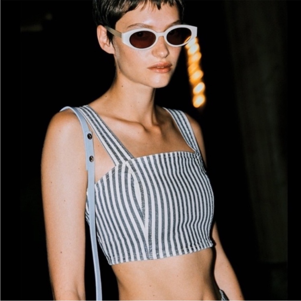 Zara stripe denim crop top